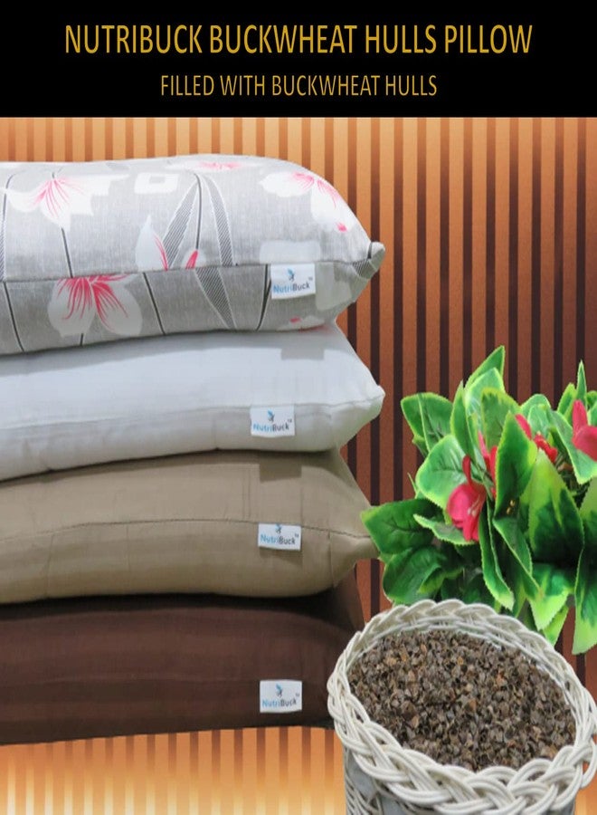NutriBuck® Buckwheat Hulls Pillow | King Size | 17" x 27" inch | Pillow for Neck Pain | Shoulder Pain | Back Pain | Other Sleeping Problem | for Daily Use (Brown - Flower Print) - Image 5