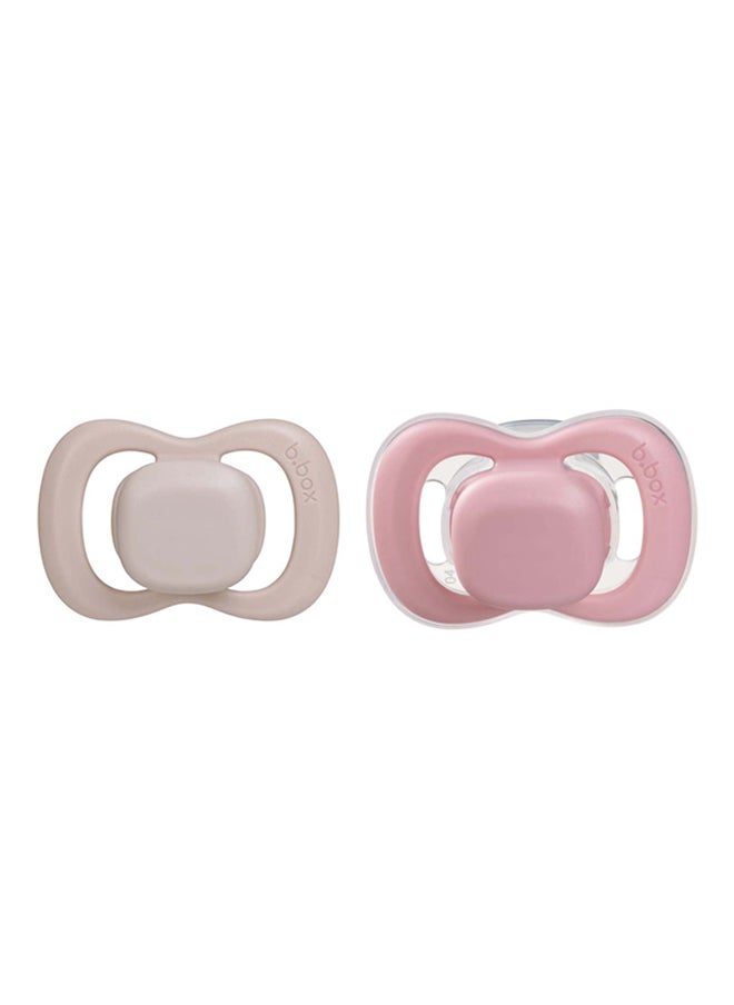 b.box Designer Pacifier Silicone Size 2, 6M+, 2 Pieces, Berry/Blush  - Image 1