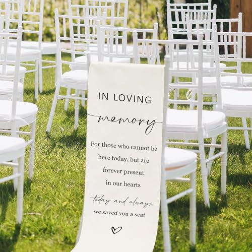 SIXEIGHT Reserved Memorial Wedding Chair Sign, In Loving Memory Linen Wedding Chair Sign, Save a Seat for Someone In Heaven, Reserved Seating Decoration for Weddings Parties, 50 x 15 Inch-A04 - Image 3