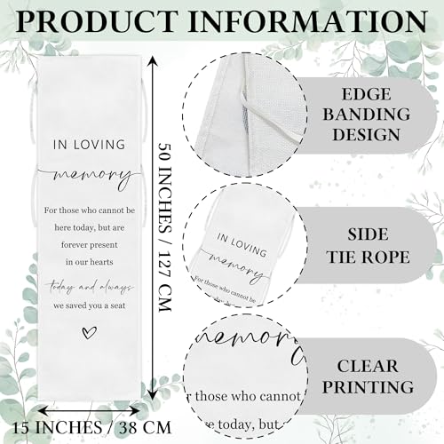 SIXEIGHT Reserved Memorial Wedding Chair Sign, In Loving Memory Linen Wedding Chair Sign, Save a Seat for Someone In Heaven, Reserved Seating Decoration for Weddings Parties, 50 x 15 Inch-A04 - Image 2