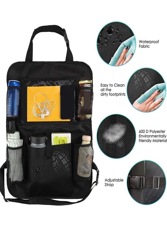 Car Backseat Organizer, 2 Pack Car Organizer Back Seat with Tablet Holder, 6 Storage Pockets Seat Back Protectors Kick Mats for Kids Toddlers, Travel Accessories - Image 2