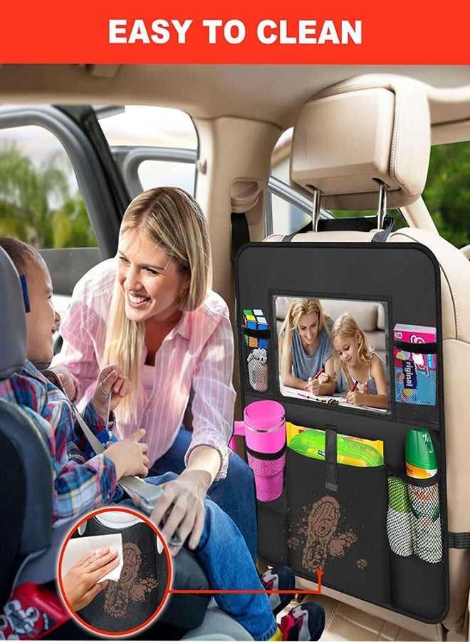 Car Backseat Organizer, 2 Pack Car Organizer Back Seat with Tablet Holder, 6 Storage Pockets Seat Back Protectors Kick Mats for Kids Toddlers, Travel Accessories - Image 3