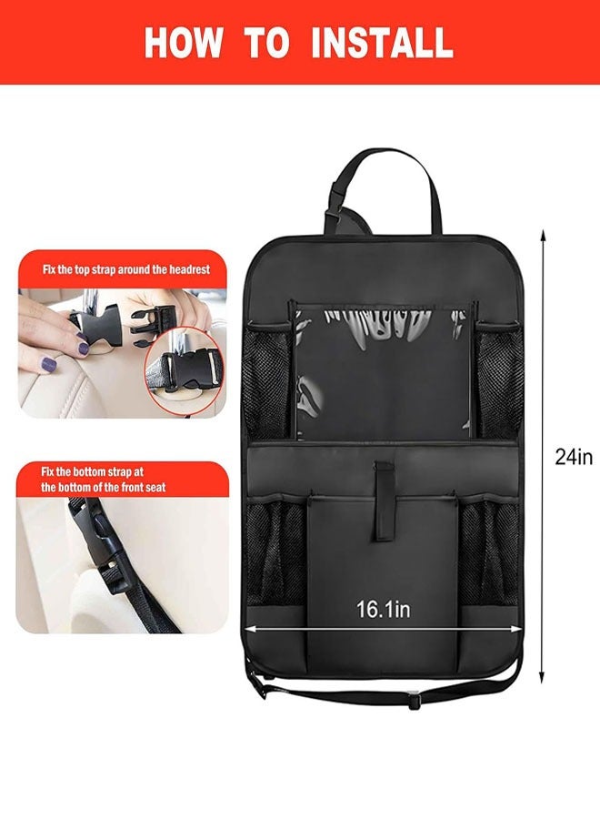 Car Backseat Organizer, 2 Pack Car Organizer Back Seat with Tablet Holder, 6 Storage Pockets Seat Back Protectors Kick Mats for Kids Toddlers, Travel Accessories - Image 5