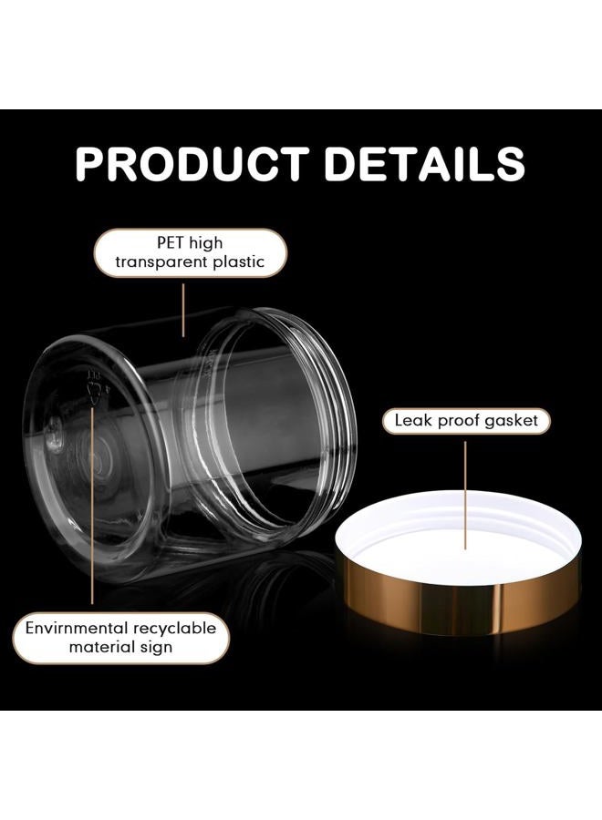 Patelai 4 Pieces Round Clear Wide-mouth Leak Proof Plastic Container Jars with Lids for Travel Storage Makeup Beauty Products Face Creams Oils Salves Ointments DIY Slime Making or Others (2 oz, Gold) - Image 4
