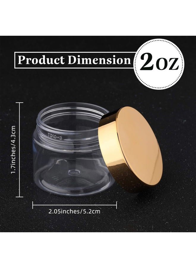 Patelai 4 Pieces Round Clear Wide-mouth Leak Proof Plastic Container Jars with Lids for Travel Storage Makeup Beauty Products Face Creams Oils Salves Ointments DIY Slime Making or Others (2 oz, Gold) - Image 2