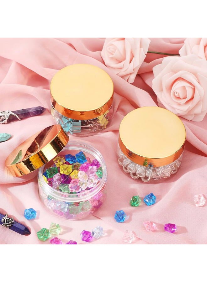 Patelai 4 Pieces Round Clear Wide-mouth Leak Proof Plastic Container Jars with Lids for Travel Storage Makeup Beauty Products Face Creams Oils Salves Ointments DIY Slime Making or Others (2 oz, Gold) - Image 3