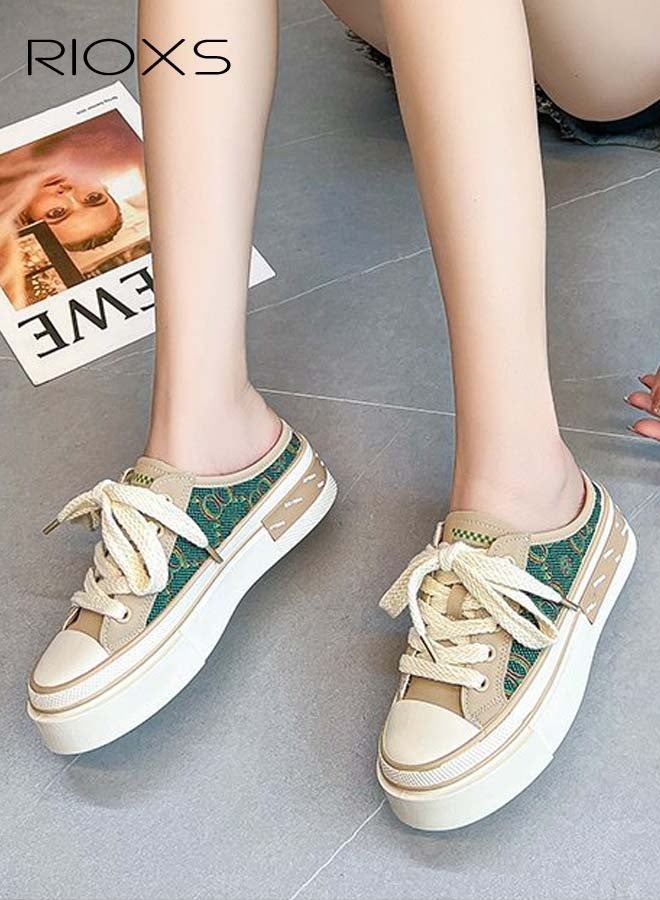 RIOXS Women's Mules Shoes, Comfort Soft Shoes, Mule-Style Sneakers With Laces, Fashion Casual Sneakers, Anti-slip Walking Shoes  - Image 5