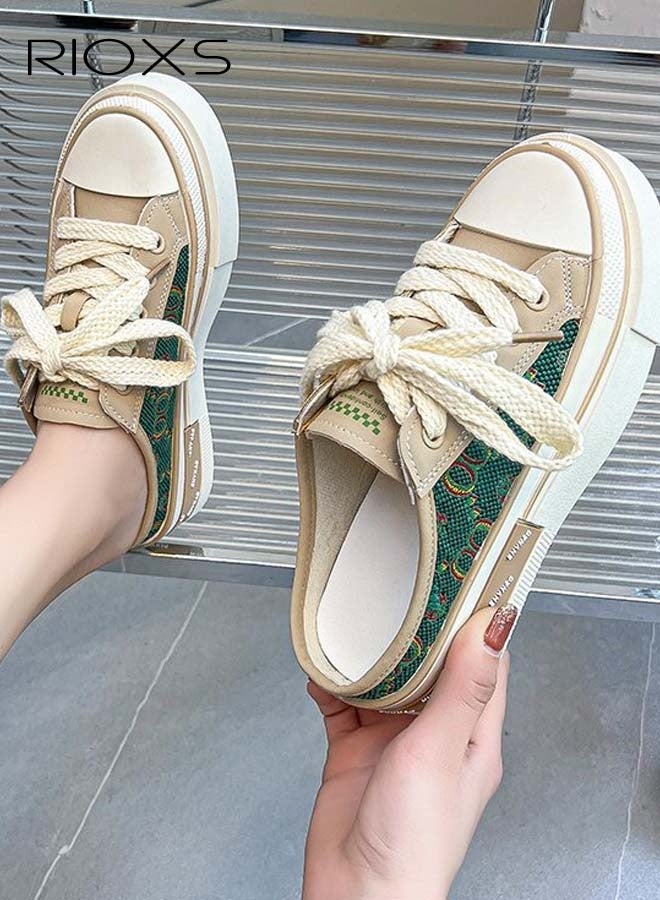 RIOXS Women's Mules Shoes, Comfort Soft Shoes, Mule-Style Sneakers With Laces, Fashion Casual Sneakers, Anti-slip Walking Shoes  - Image 3