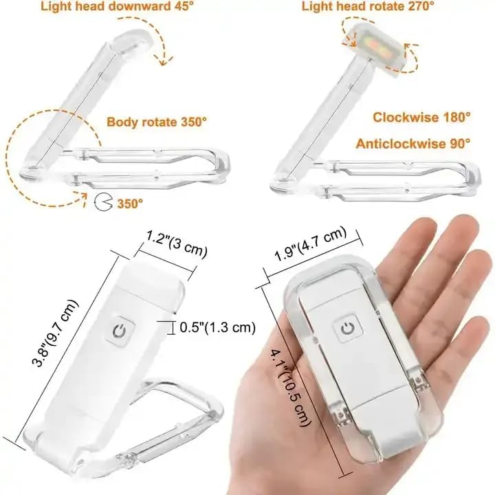 BM Ecom Traders BM Ecom Book Lamp for Students, USB Rechargeable LED Study Light, 3 Brightness & Color Modes, Clip-On, Portable & Eye-Friendly (White) - Image 3