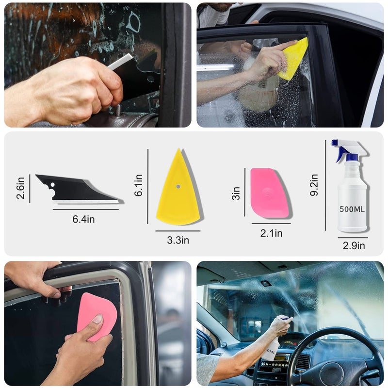 YXGOOD 9 Pcs Vehicle Car Window Tint Application Tools Kit Glass Protective Film Installing Tool Car Window Film Squeegee Auto Vinyl Wrap Installation Kit for Vinyl (9) - Image 4