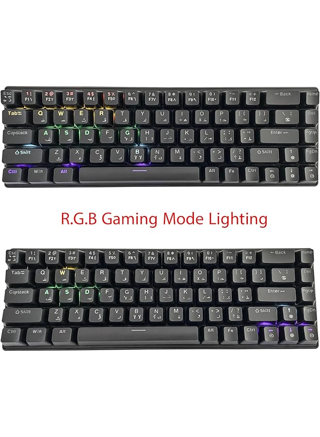 لوحة مفاتيح ميكانيكية للألعاب 68 مفتاحًا 60% أحرف عربية/إنجليزية بإضاءة خلفية RGB USB C اتصال سلكي - Image 3