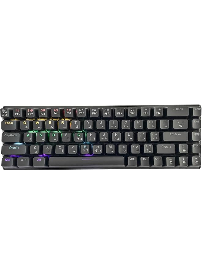 لوحة مفاتيح ميكانيكية للألعاب 68 مفتاحًا 60% أحرف عربية/إنجليزية بإضاءة خلفية RGB USB C اتصال سلكي - Image 4