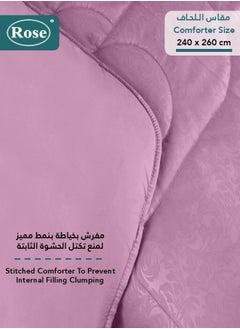 Rose ROSE Luxurious Flory Comforter, Premium Cotton Alternative Microfiber, Set of 6 pieces, Super Soft Cozy Breathable Cooling Lightweight, King size 260x240 cm, Opera Mauve  - Image 4