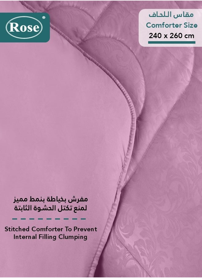 Rose ROSE Luxurious Flory Comforter, Premium Cotton Alternative Microfiber, Set of 6 pieces, Super Soft Cozy Breathable Cooling Lightweight, King size 260x240 cm, Opera Mauve  - Image 4
