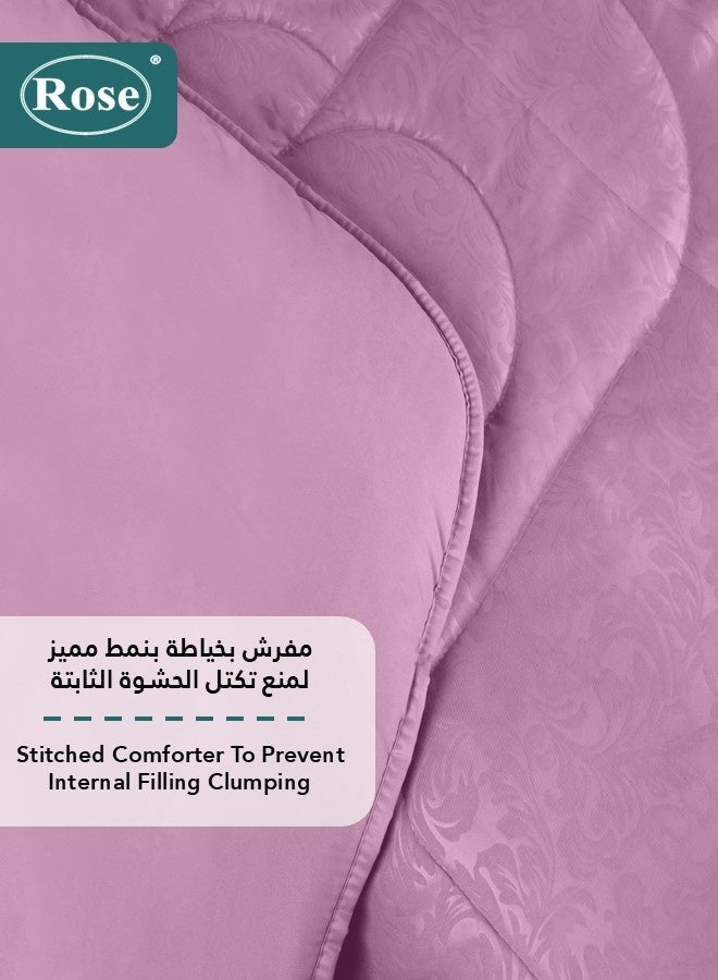 Rose Luxurious Flory Comforter Set, High Quality Microfiber, 6 pieces, Super Soft Cozy Breathable Cooling, King size 240x260 cm, Opera Mauve - Image 5