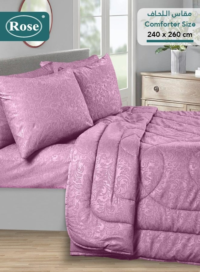 Rose Luxurious Flory Comforter Set, High Quality Microfiber, 6 pieces, Super Soft Cozy Breathable Cooling, King size 240x260 cm, Opera Mauve - Image 3