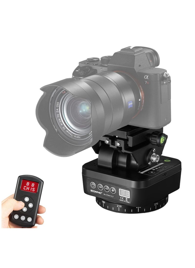 SYOSI - M4 Motorized Rotating Panoramic Tripod Head, Pan Tilt Camera Mount, Remote Control Pan Tilt Head with Remote Control and Mobile Phone Clip for DSLR Cameras, Camcorders, Smartphones, Tripod - Image 1