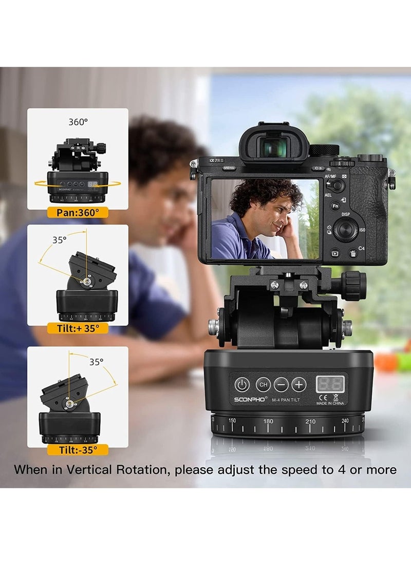SYOSI - M4 Motorized Rotating Panoramic Tripod Head, Pan Tilt Camera Mount, Remote Control Pan Tilt Head with Remote Control and Mobile Phone Clip for DSLR Cameras, Camcorders, Smartphones, Tripod - Image 1