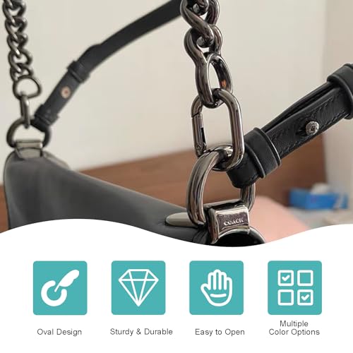 CooBigo 10Pack 1 Inch Small Carabiner Clip Metal Tiny Oval Carabiner Spring O Rings Hooks for Paracord Lanyard Keychain, Car Key Rings Hook, Dog Tag Clips, Purse Keychain Replacement (Gunmetal Black) - Image 3