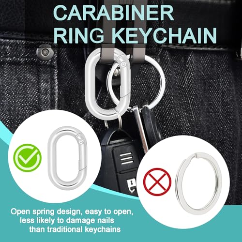 CooBigo 10Pack 1 Inch Small Carabiner Clip Metal Tiny Oval Carabiner Spring O Rings Hooks for Paracord Lanyard Keychain, Car Key Rings Hook, Dog Tag Clips, Purse Keychain Replacement (Gunmetal Black) - Image 4