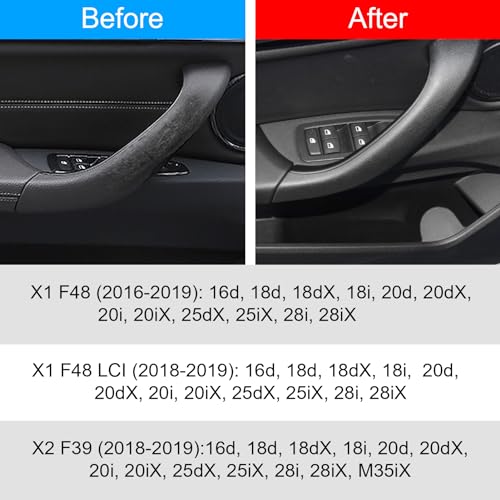 Jaronx Compatible with BMW X1/X2 Door Handle Cover, Right Side Door Handles Replacement Outer Cover Compatible with BMW X1 F48 2016-2019, X2 F39 2018-2019 (4PCS, Black) - Image 2