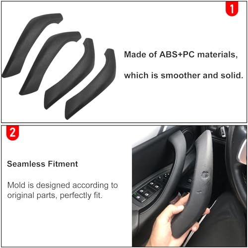 Jaronx Compatible with BMW X1/X2 Door Handle Cover, Right Side Door Handles Replacement Outer Cover Compatible with BMW X1 F48 2016-2019, X2 F39 2018-2019 (4PCS, Black) - Image 5