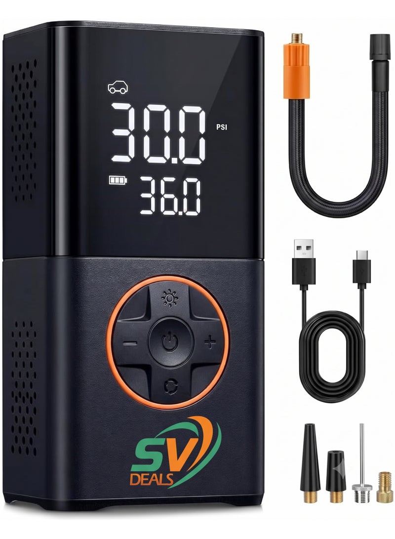 SV DEALS Portable Car Air Compressor - 12V Tyre Inflator with Digital Pressure Gauge & Auto Shut-Off, Fast Inflation Pump with LED Light for Cars, Motorcycles, Bikes & Balls, Heavy Duty - Image 1