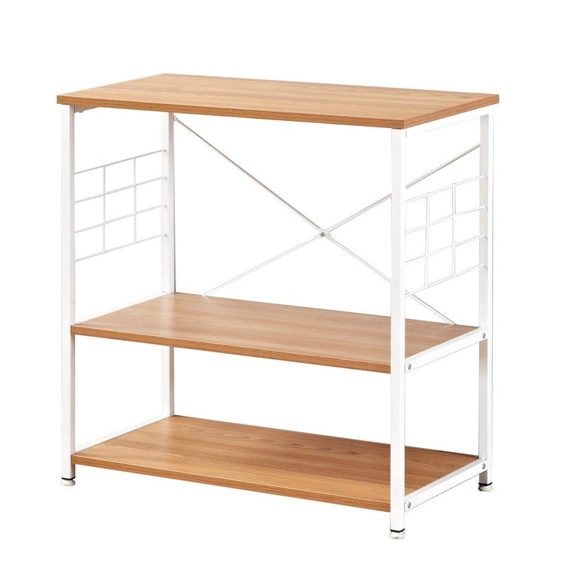 THE BESTSELLERS THE BESTSELLERS 28745 Wood Kitchen Utility Microwave Oven Powder Coated Finish Storage Metal Rack White 28 x 157inch  - Image 5