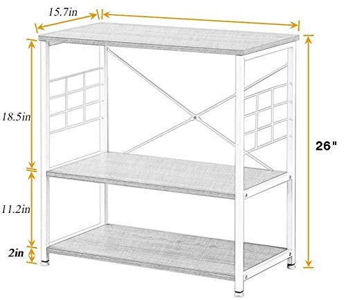 THE BESTSELLERS THE BESTSELLERS 28745 Wood Kitchen Utility Microwave Oven Powder Coated Finish Storage Metal Rack White 28 x 157inch  - Image 2