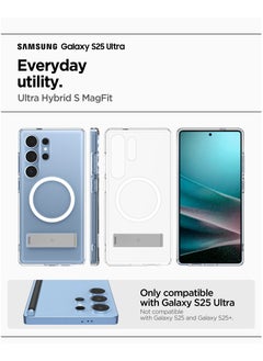Spigen Ultra Hybrid S MagFit Samsung Galaxy S25 ULTRA Case Cover MagSafe with Kickstand - Clear White  - Image 2