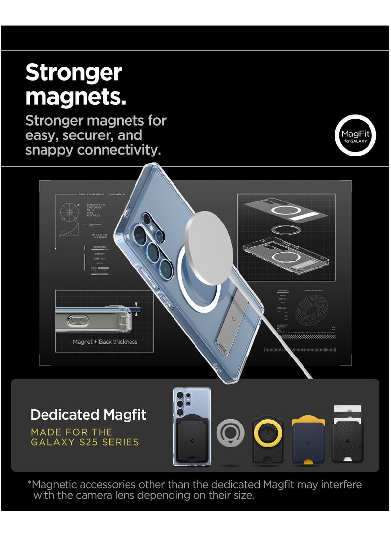 Spigen - Ultra Hybrid S MagFit Samsung Galaxy S25 ULTRA Case Cover MagSafe with Kickstand - Clear White - Image 1