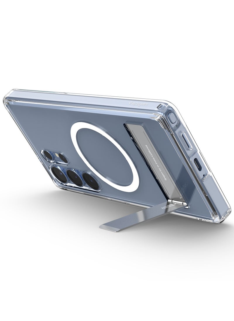 Spigen - Ultra Hybrid S MagFit Samsung Galaxy S25 ULTRA Case Cover MagSafe with Kickstand - Clear White - Image 1