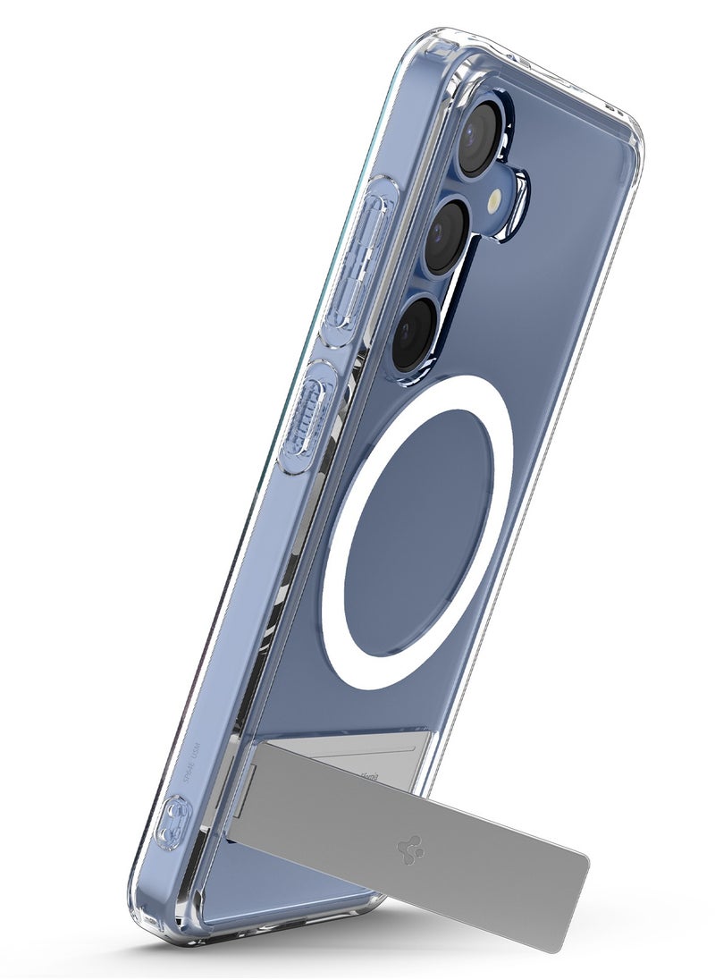 Spigen - Ultra Hybrid S MagFit Samsung Galaxy S25 ULTRA Case Cover MagSafe with Kickstand - Clear White - Image 1