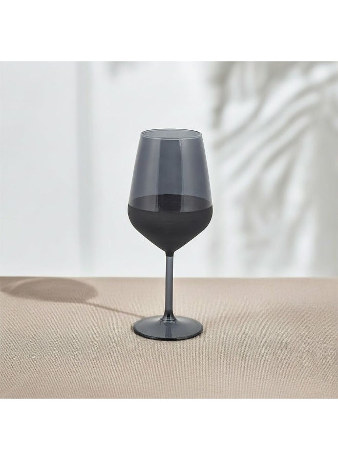 DANUBE HOME Rakle 4-Piece Handmade Brush Effect Wine Glass Set - 490ml Soda Lime Glass, Elegant Grey Design, Ideal for Entertaining & Everyday Use