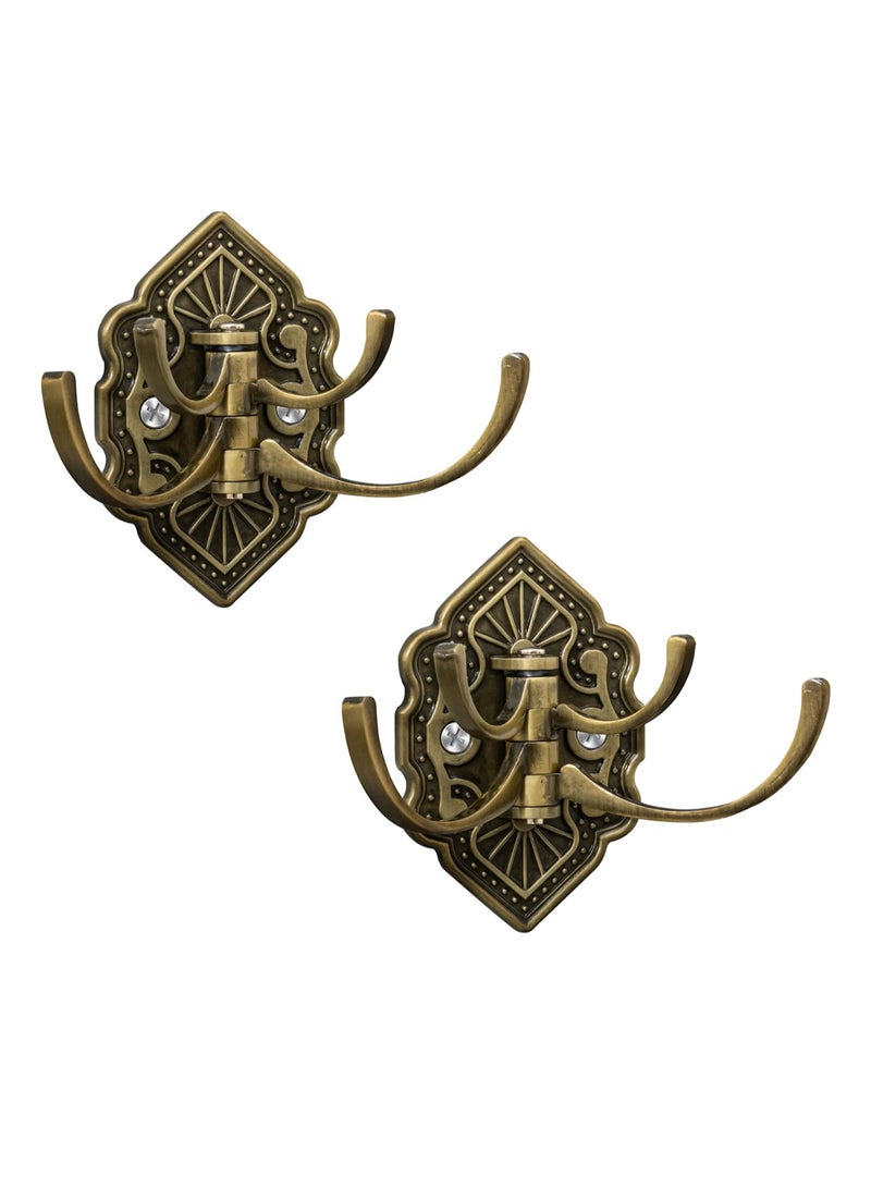 Plantex Antique Robe Hook/Cloth-Towel Hanger/Door Hanger-Hook/Bathroom Accessories - Pack of 2 (Brass, Zinc) - Image 1