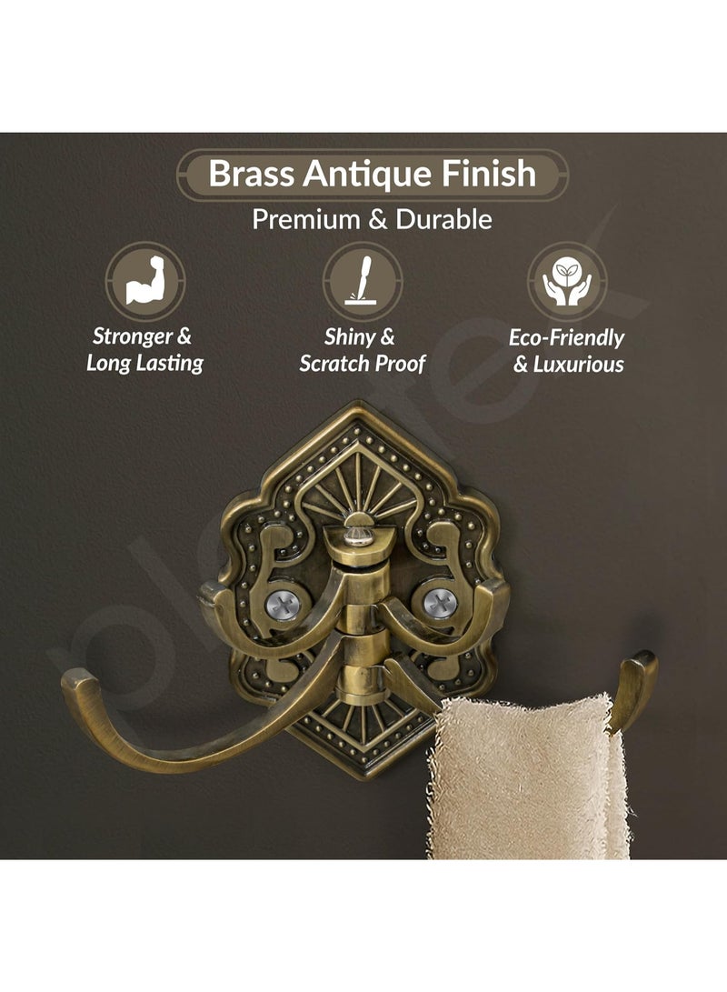Plantex Antique Robe Hook/Cloth-Towel Hanger/Door Hanger-Hook/Bathroom Accessories - Pack of 2 (Brass, Zinc) - Image 3