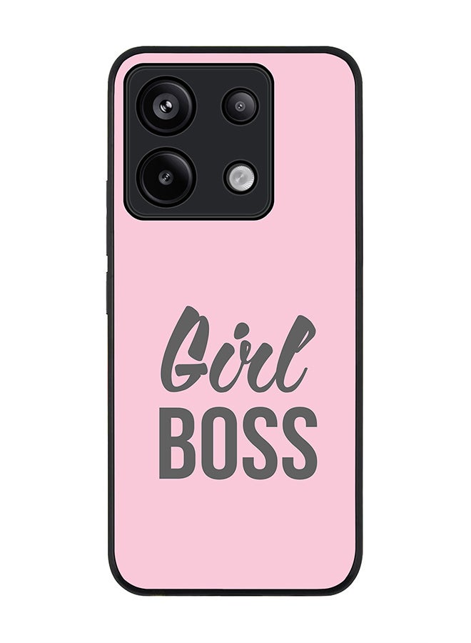 Stylizedd Rugged Black Edge Case for Xiaomi Redmi Note 13 Pro 5G, Slim fit Flexible Anti Drop Thin Cover-  Girl Boss (Pink) - Image 1