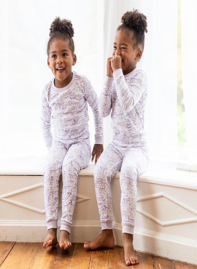 Burt's Bees Baby Girls' Pajamas, 2-Piece Long Sleeve Tee and Pants Organic Cotton PJ Set, Kyoto, 3T - Image 2