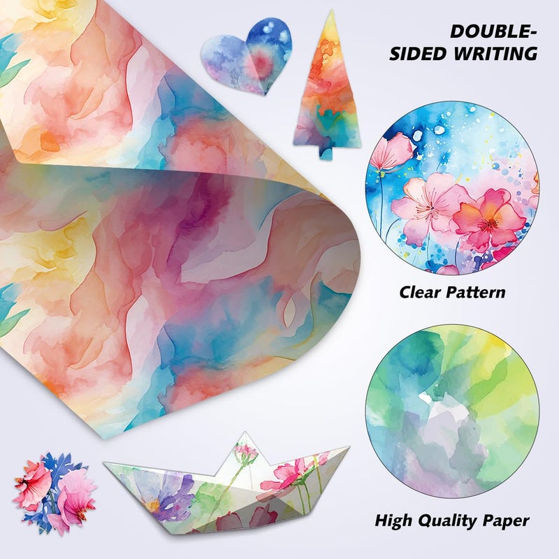 WLXTREE 24 Sheets Floral Scrapbook Paper 30x30cm Watercolor Flower Patterned Double Sided Scrapbooking Decorative Craft for Card Making Kit Cardstock Origami Paper Supplies - Image 4