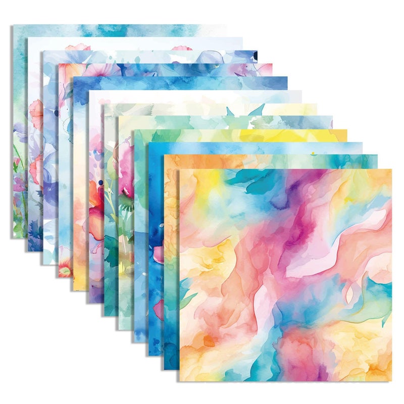 WLXTREE 24 Sheets Floral Scrapbook Paper 30x30cm Watercolor Flower Patterned Double Sided Scrapbooking Decorative Craft for Card Making Kit Cardstock Origami Paper Supplies - Image 3