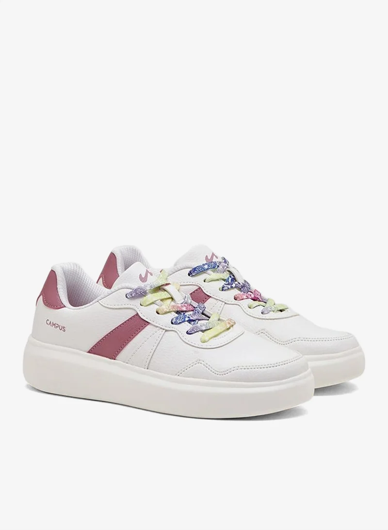 CAMPUS Wht/Mauve Women’s White Low Top Sneakers – Stylish Color-Block Design Shoes with Pink Detailing for Women | Best Price UAE