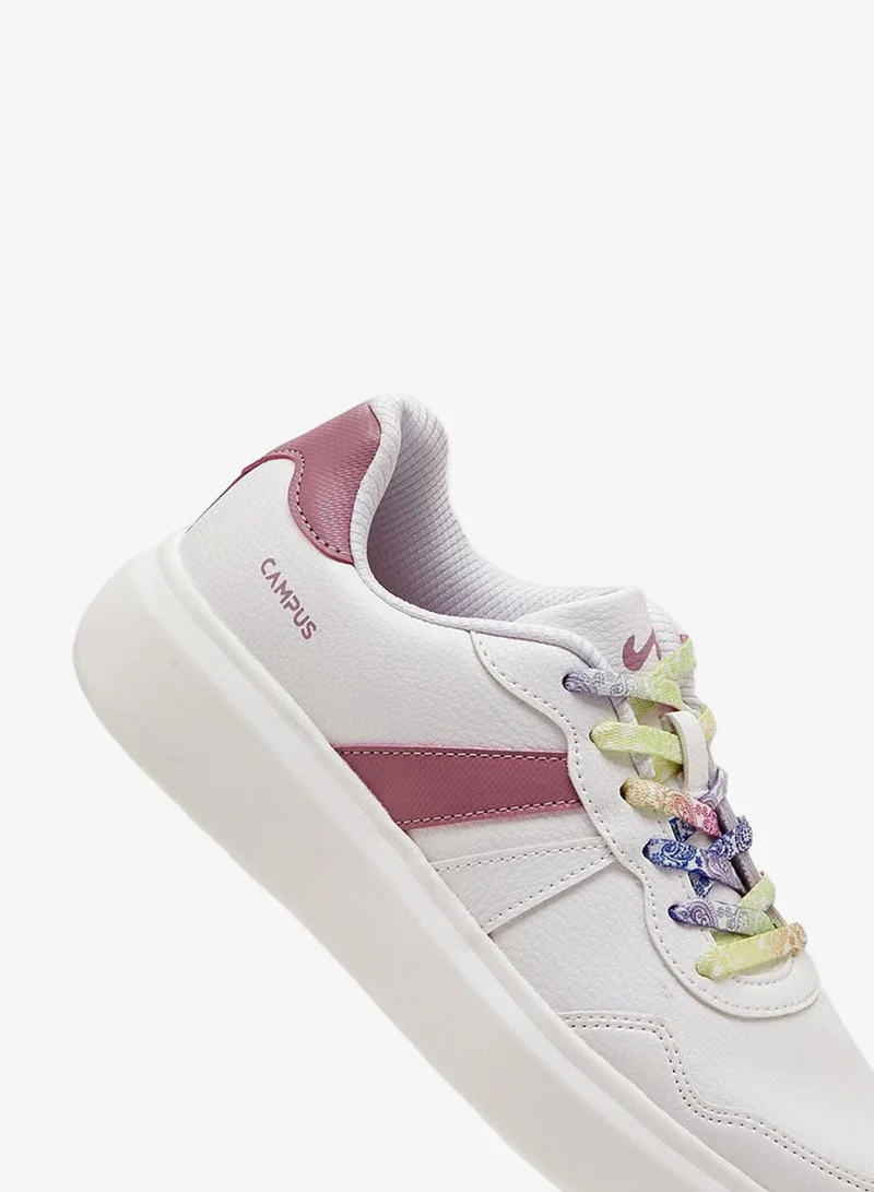 CAMPUS Wht/Mauve Women’s White Low Top Sneakers – Stylish Color-Block Design Shoes with Pink Detailing for Women | Best Price UAE
