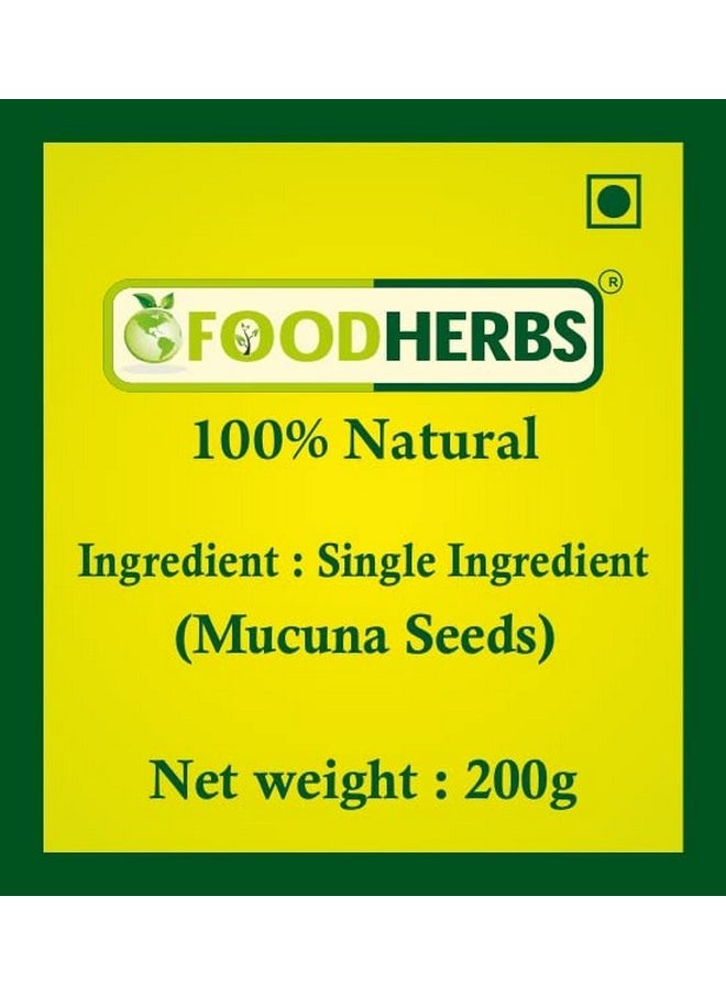 Foodherbs Poonaikali Vidhai Powder | 200 Gms | Kapikachu | Kaunch Beej | Velvet Bean  - Image 4