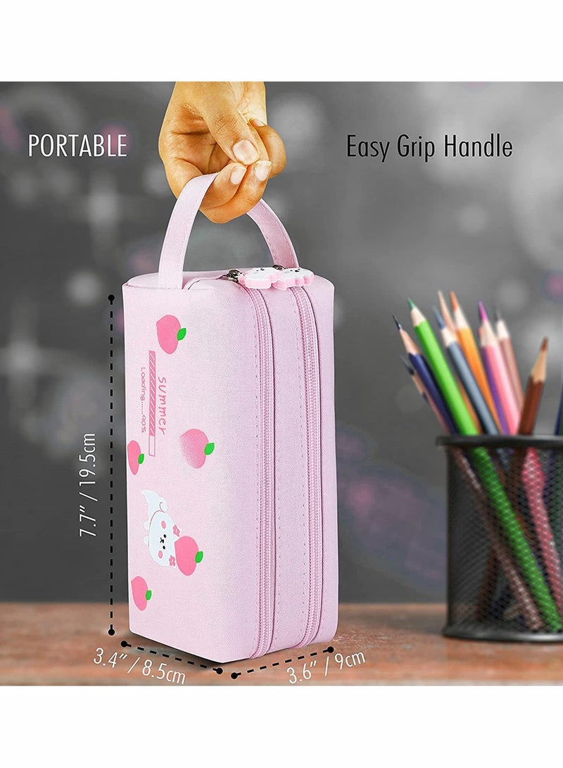 Excefore Pencil Case, Cute Cat Pencil Pouch for Girls, Kawaii Large Capacity Pink Pencil Case, Zipper Pencil Box, Stationery Organizer Bag, School Student Pen Case, Office Supply Case Organizer, Pink, 1 Pcs - Image 4