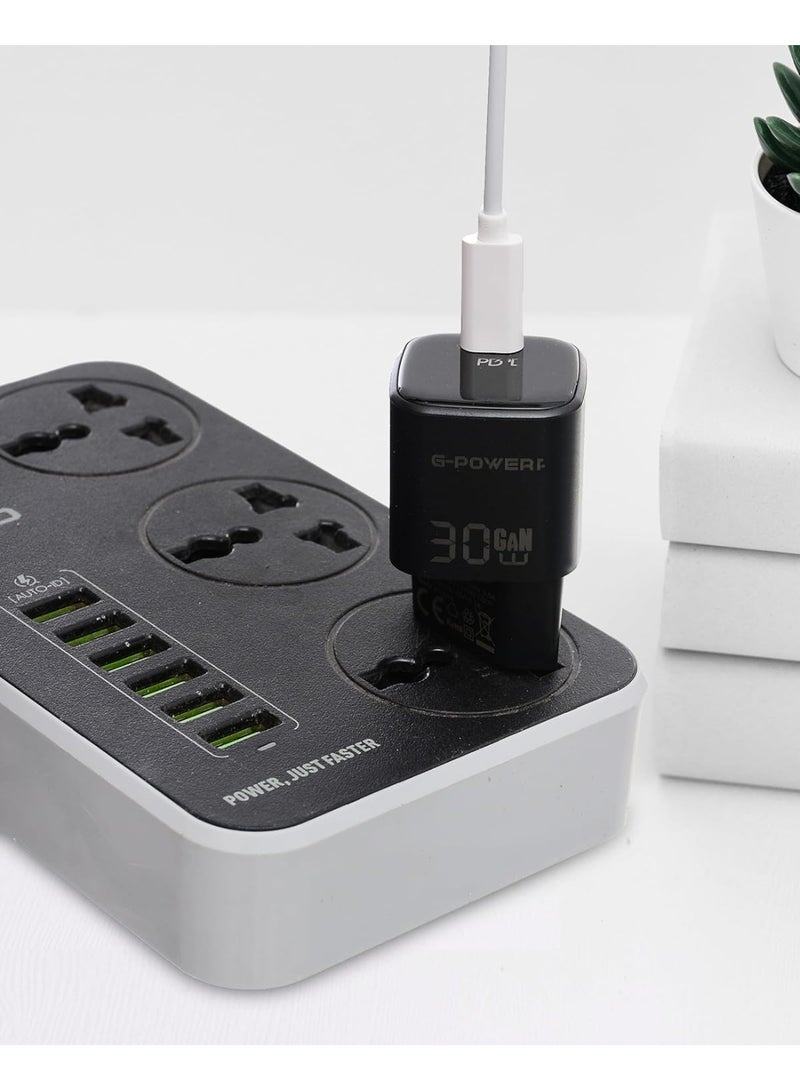 جي باور شاحن سريع G-Power GP-C26 بقوة 30 واط بمنفذ USB-C واحد، متوافق مع أجهزة iPhone 14/14 Plus/14 Pro/14 Pro Max/13، وGalaxy، وPixel 4/3، وiPad - أسود - Image 4