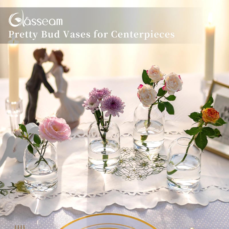 Glasseam Glass Bud Vases for Centerpieces: Clear Small Flower Vase Decor Bulk Set of 12 Simple Modern Decorative Vases for Flowers Mini Candle Vase Wedding Centerpiece for Dining Table Decorations - Image 4