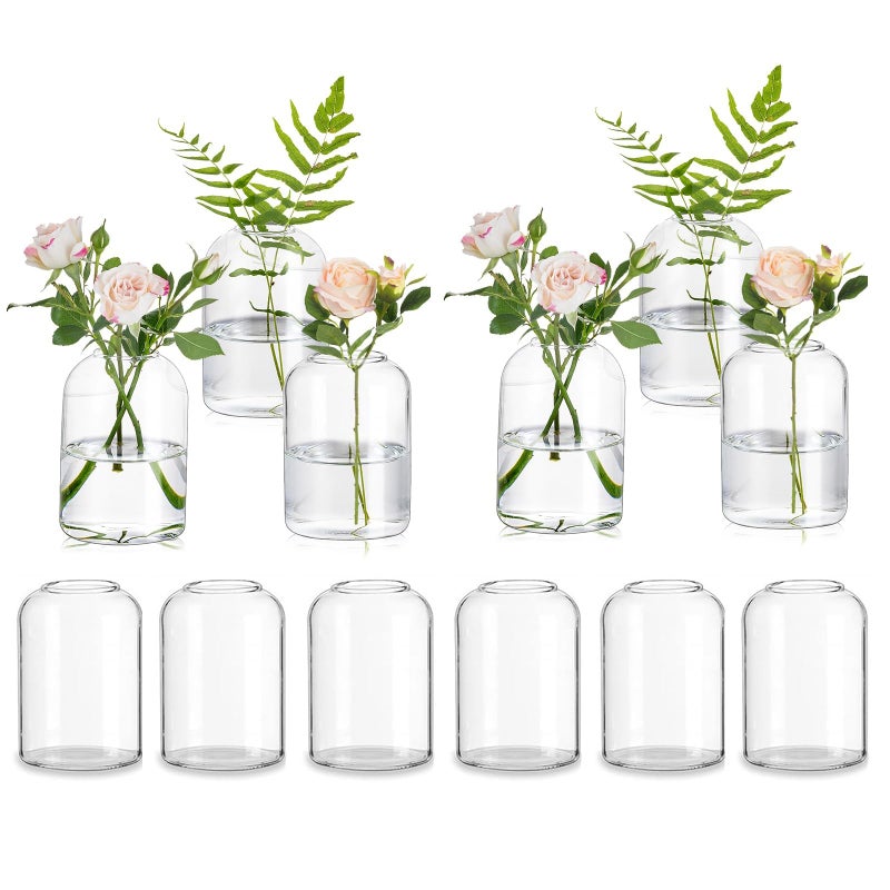 Glasseam Glass Bud Vases for Centerpieces: Clear Small Flower Vase Decor Bulk Set of 12 Simple Modern Decorative Vases for Flowers Mini Candle Vase Wedding Centerpiece for Dining Table Decorations - Image 1