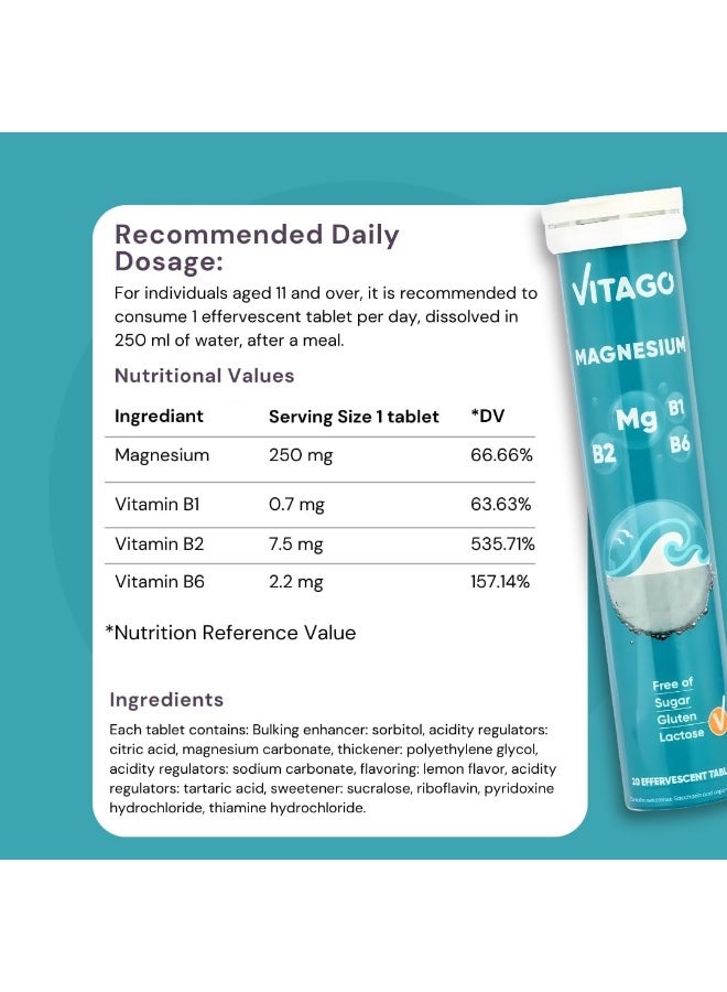 VITAGO Magnesium Effervescent Tablet - 20 Tablets - Image 3