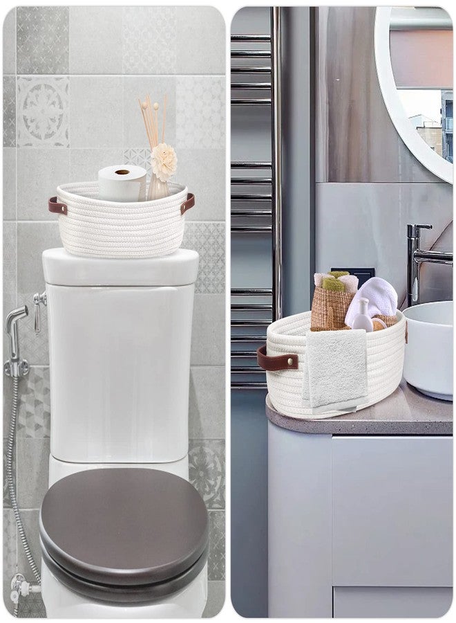 AmapleL Woven Storage Basket with Handles for Toilet Tank Top, Bathroom Storage Organizer Basket Bin Toilet Paper, Home Decor Organizing Baskets for Bathroom, Bedroom, Living Room - Image 3