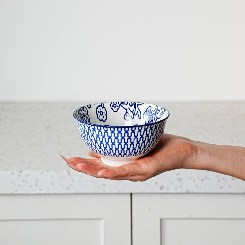 Cerkik Ceramic Dessert Bowls Set  12 Oz Small Cereal Bowls 475 Inch Ice Cream Bowl for Fruit Snack Dipping Sauce Side Dishes  Microwave Dishwasher Safe  Set of 6  Vintage Blue - Image 2